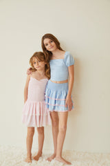 Gemma Pastel Blue Satin Mini Skirt