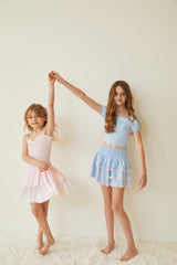 Gemma Pastel Blue Satin Mini Skirt