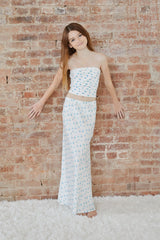 Alexa White With Pastel Blue Ditsy Tube Top