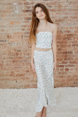 Alexa White With Pastel Blue Ditsy Tube Top