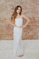 Alexa White With Pastel Blue Ditsy Tube Top