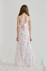 Charlotte Vintage Romantic Rose Long Satin Dress