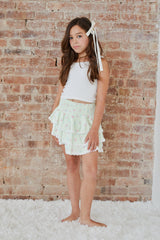 Gemma Rose & Bow Yellow Satin Mini Skirt