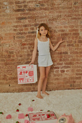 Teddy Blue With White Lace Heart Pointelle Shorts