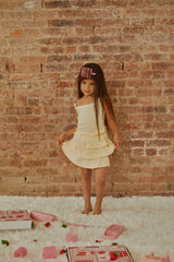 Lizzie Pastel Yellow With White Lace Heart Pointelle Tank