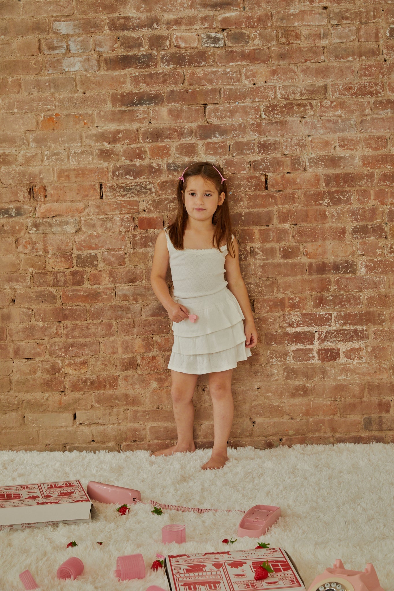 Lizzie White With White Lace Heart Pointelle Tank