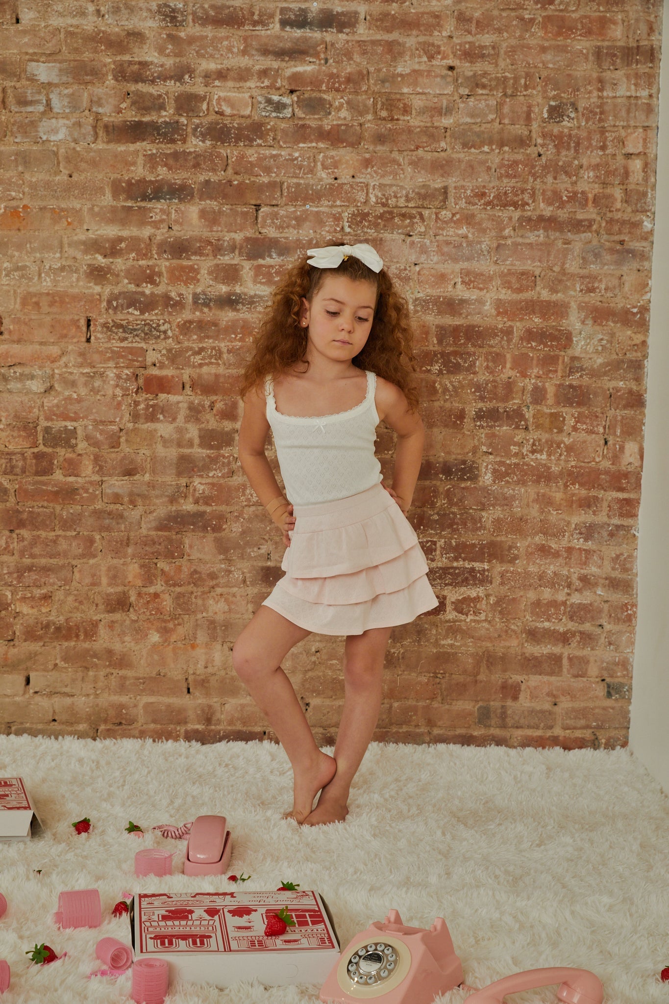 Lizzie White With White Lace Heart Pointelle Tank