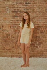 Reese Pastel Yellow With Yellow Lace Heart Pointelle Baby Tee