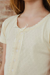 Reese Pastel Yellow With Yellow Lace Heart Pointelle Baby Tee
