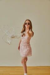 Isabella Pink Heart Bow Lace Dress