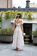 Noa White Rose Tie Back Top