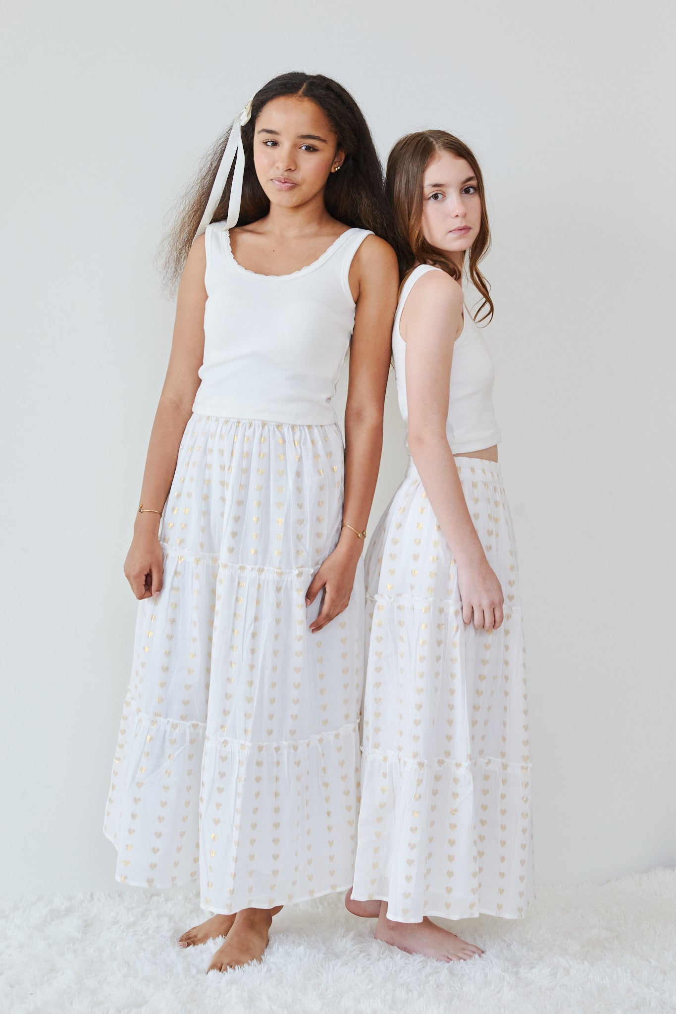 Bella White Heart Lurex Maxi