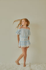 Luna Pastel Blue Heart Mini Skirt