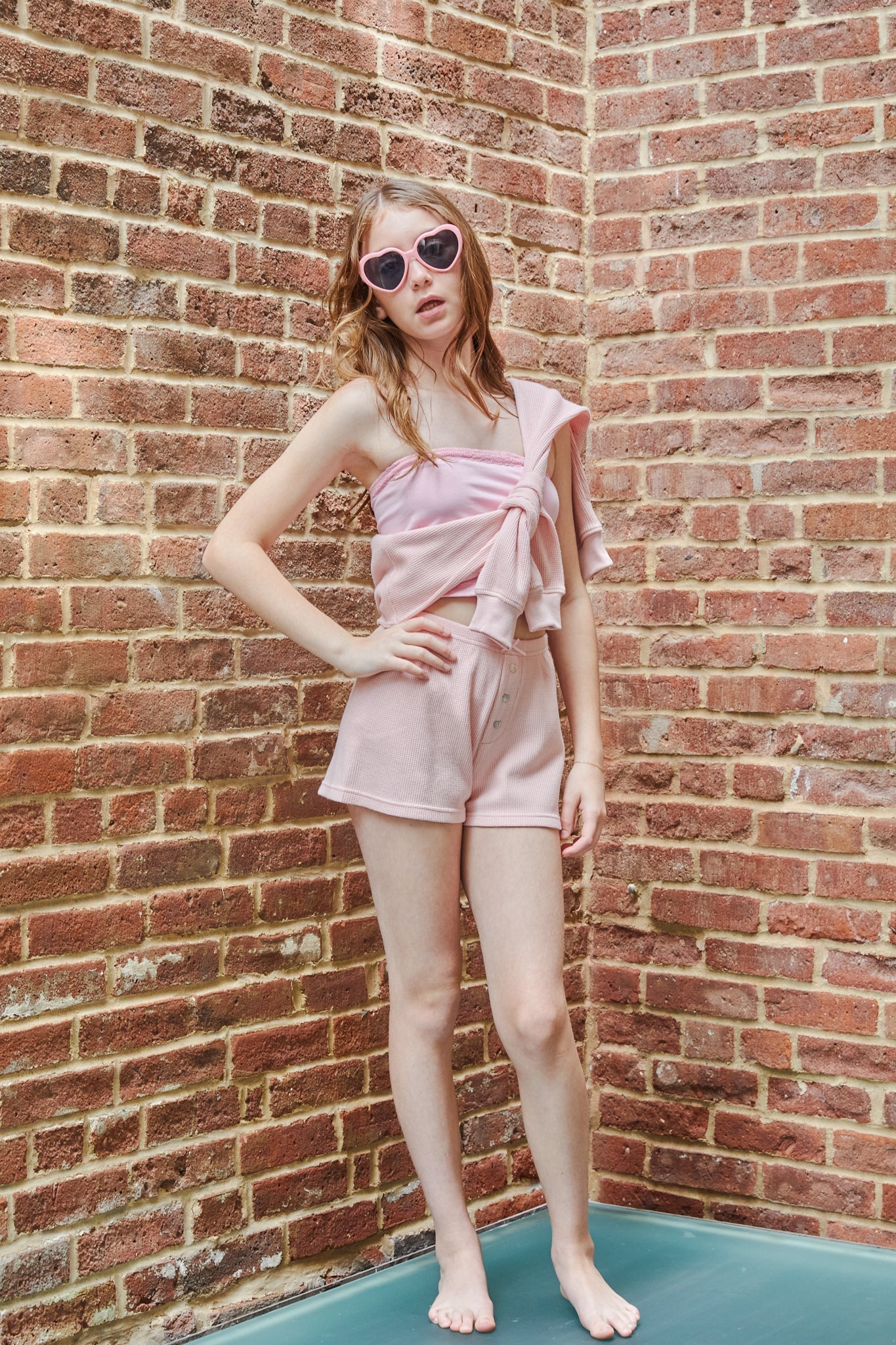 Wes Pastel Pink Waffle Short