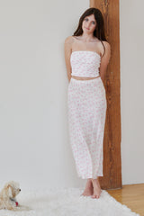 Alexa White With Pastel Pink Ditsy Tube Top