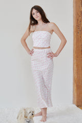 Alexa White With Pastel Pink Ditsy Tube Top
