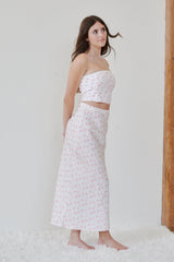 Alexa White With Pastel Pink Ditsy Tube Top