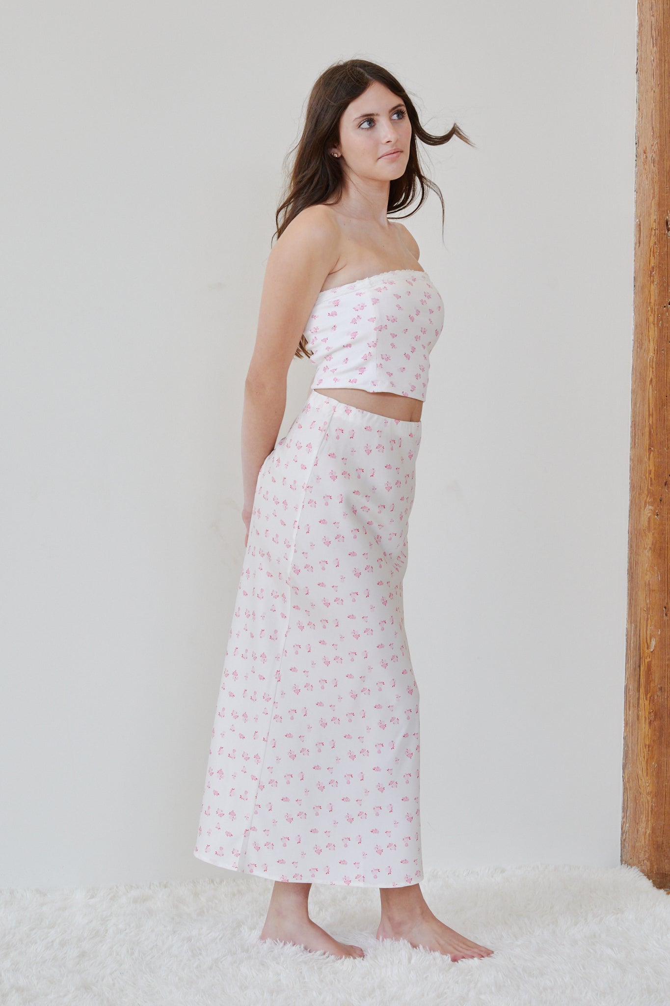 Alexa White With Pastel Pink Ditsy Tube Top