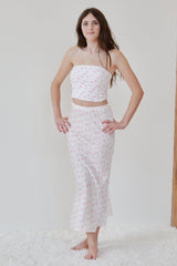 Alexa White With Pastel Pink Ditsy Tube Top