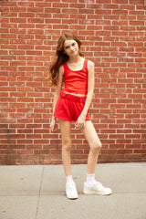Sammie Camp Red With Heart & Arrow Terry Shorts