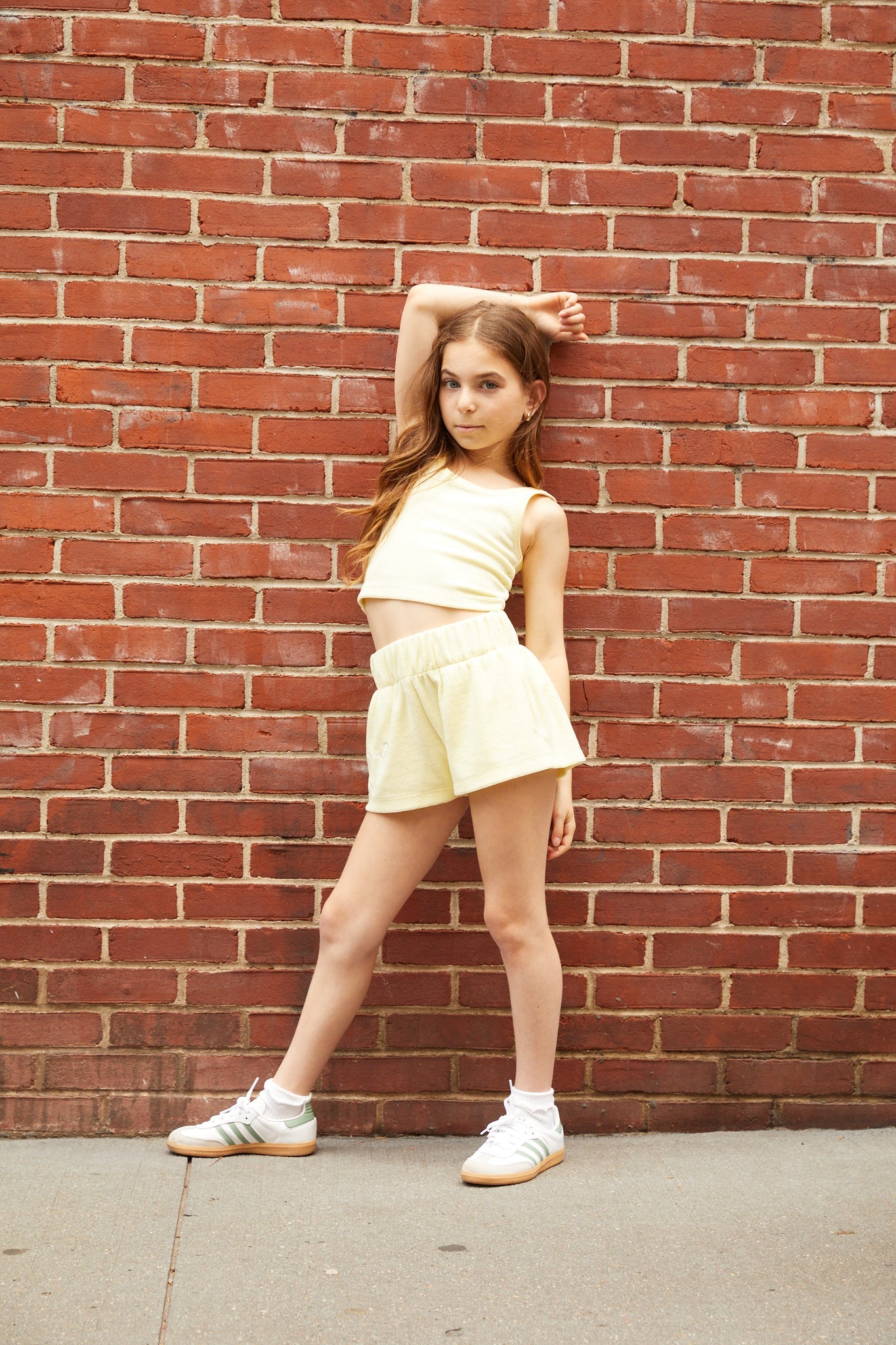 Sammie Pastel Yellow With Heart & Arrow Terry Shorts