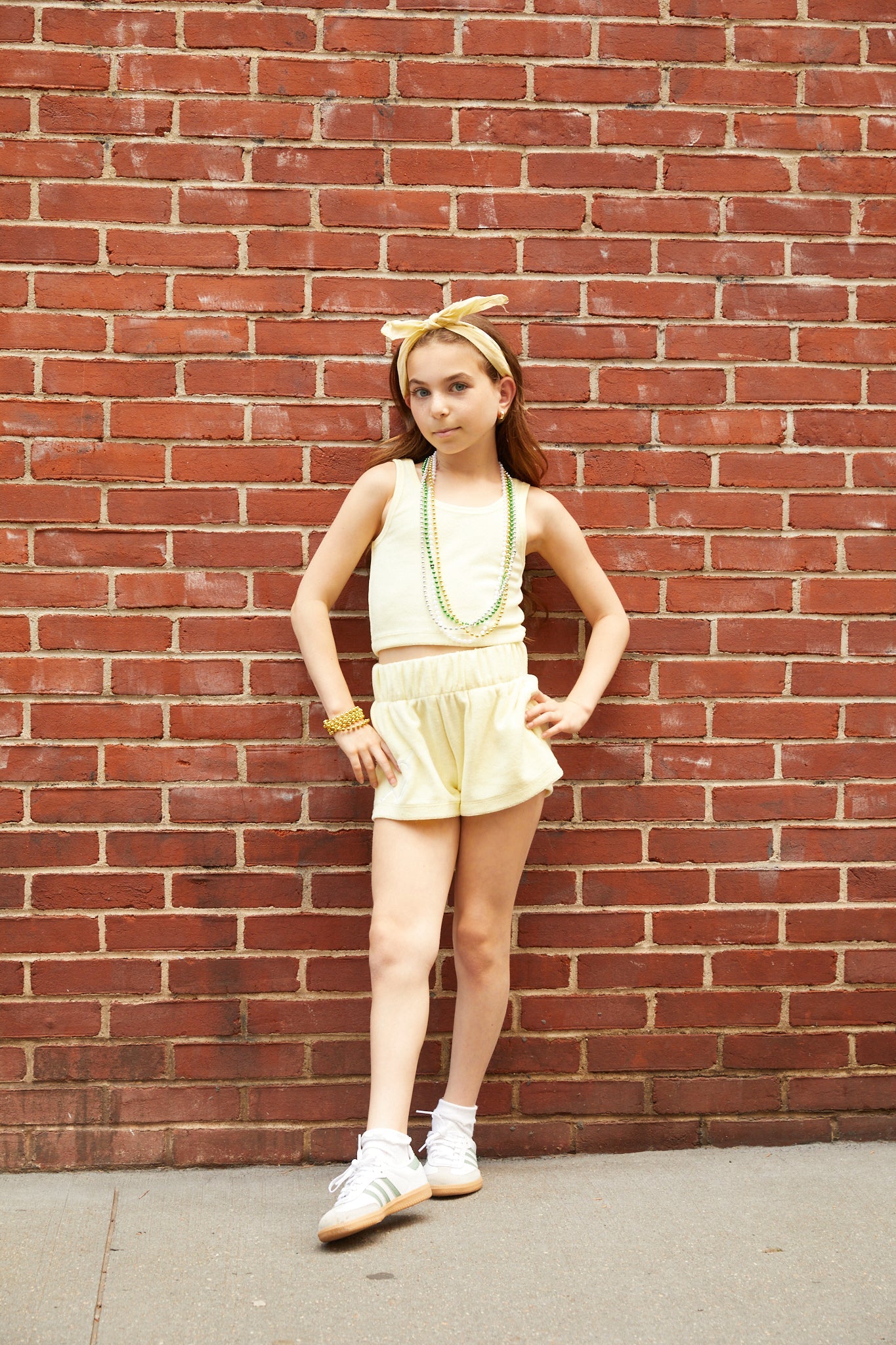 Sammie Pastel Yellow With Heart & Arrow Terry Shorts