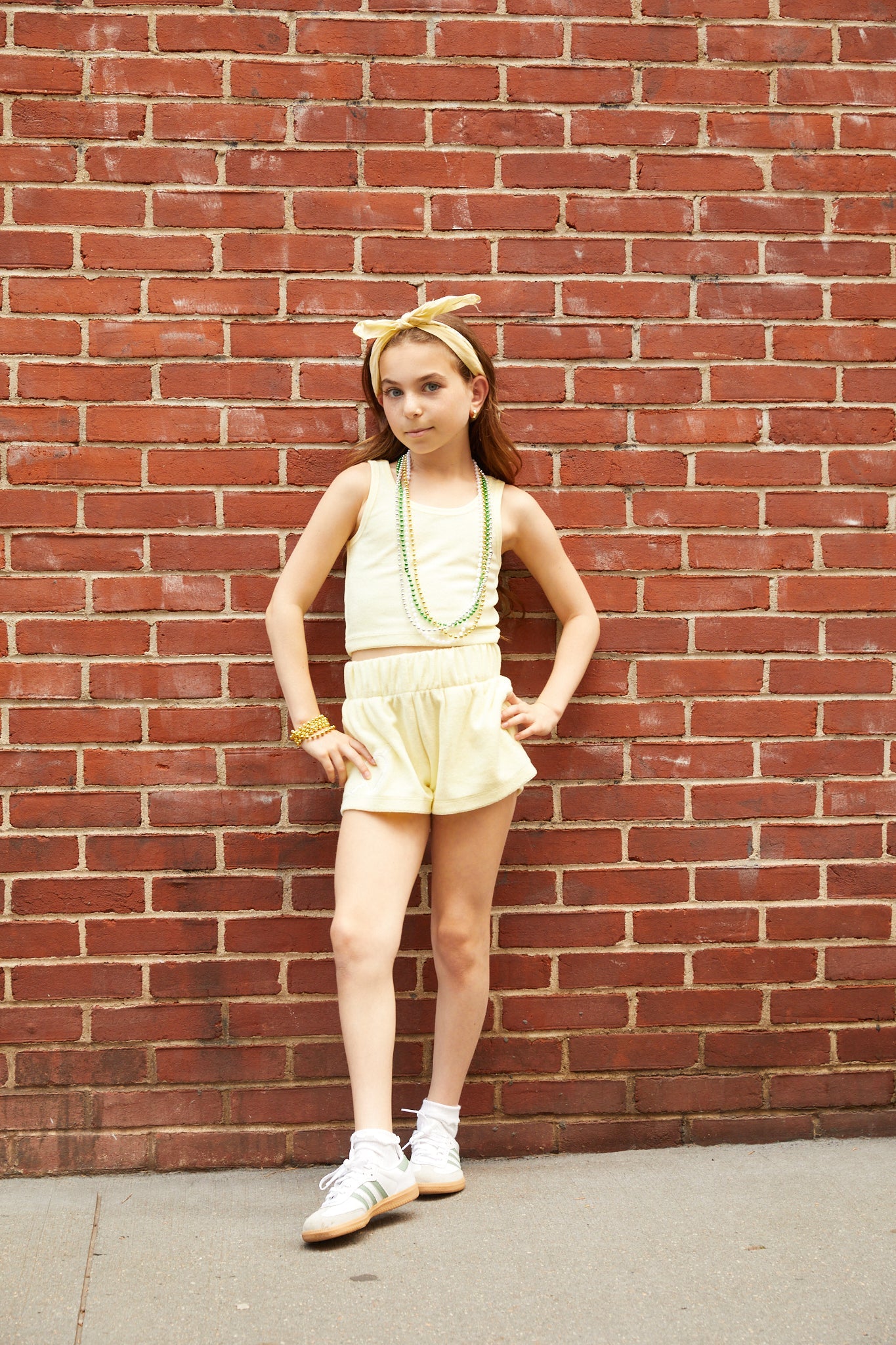 Sammie Pastel Yellow With Heart & Arrow Terry Shorts