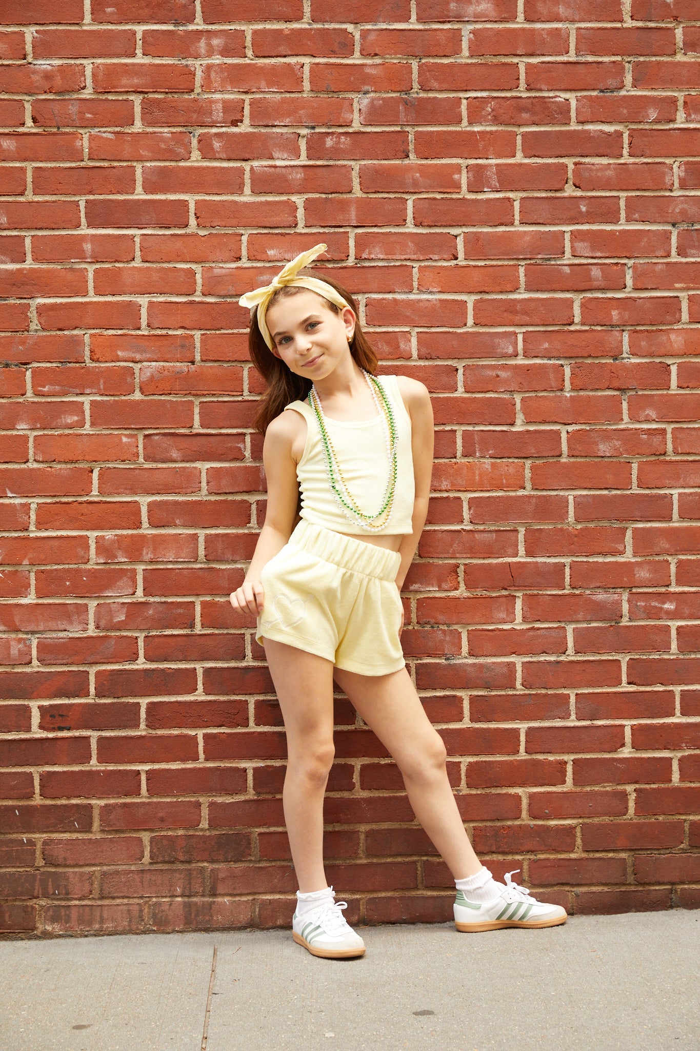 Sammie Pastel Yellow With Heart & Arrow Terry Shorts