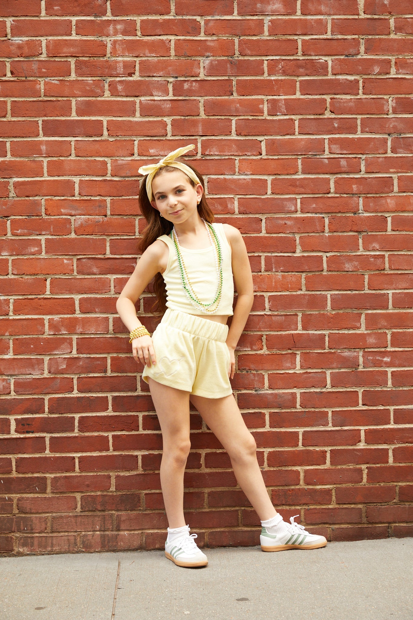 Sammie Pastel Yellow With Heart & Arrow Terry Shorts