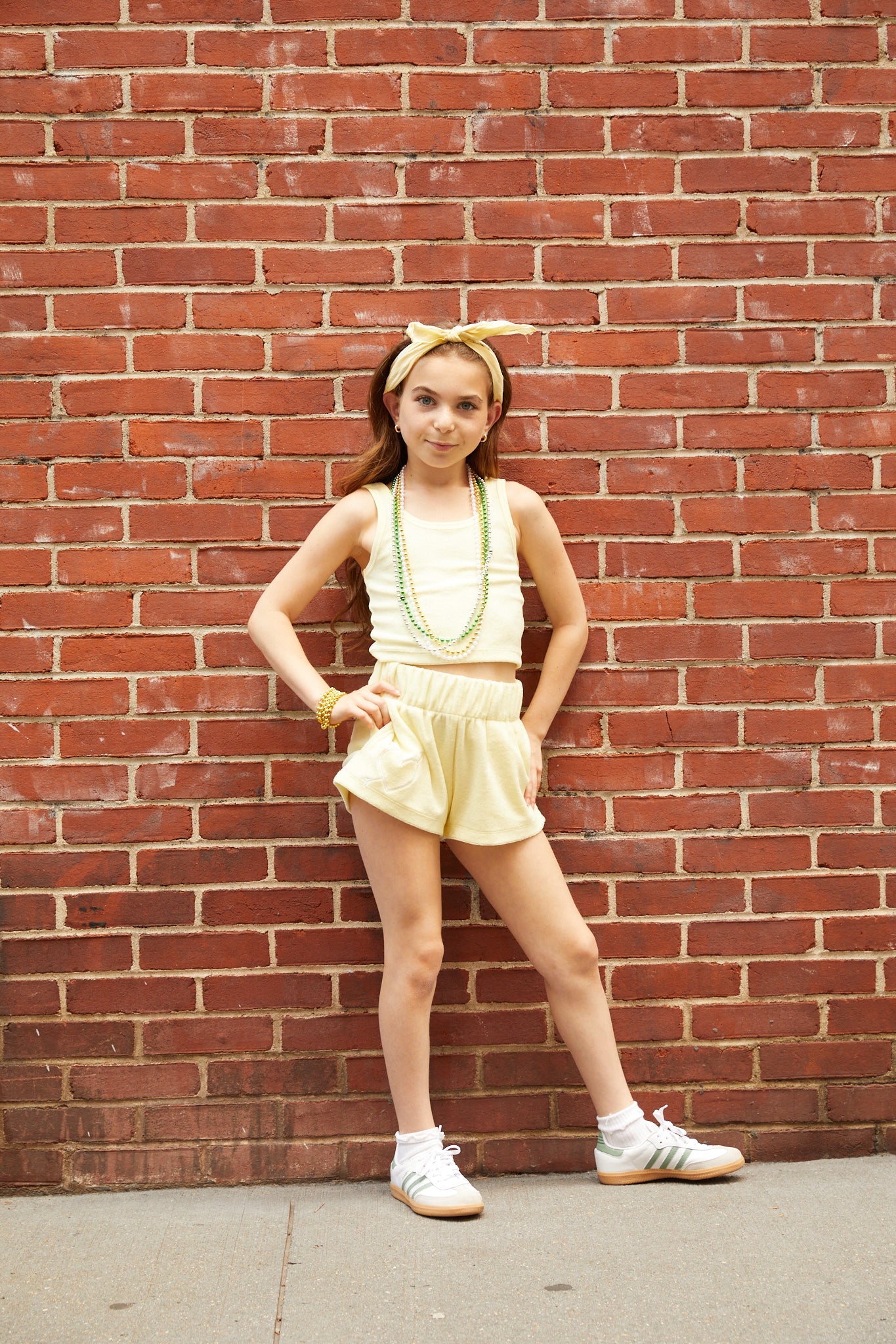 Sammie Pastel Yellow With Heart & Arrow Terry Shorts