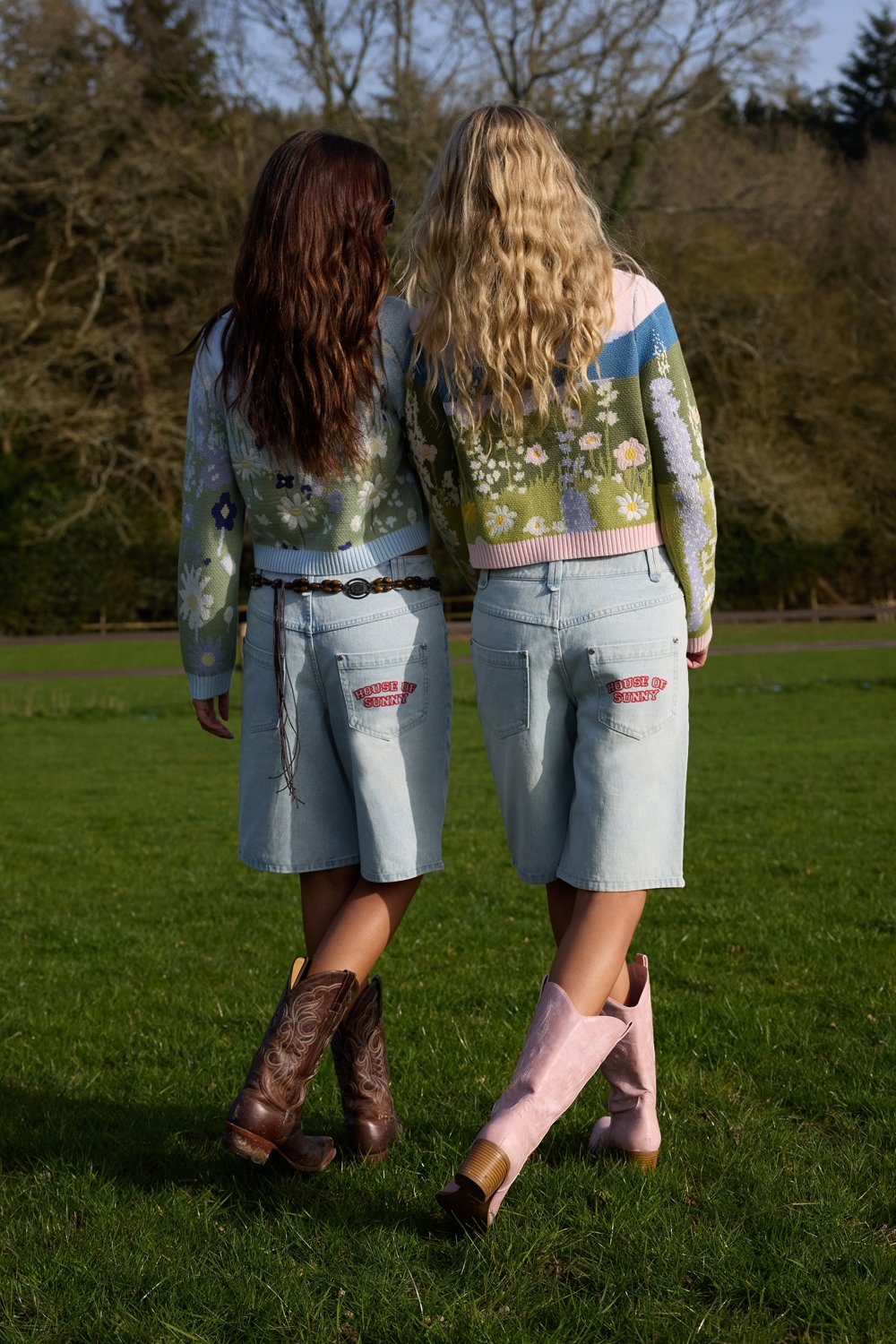 @miaisobellebarker and @teganameliabarker in House of Sunny Sundown Denim Shorts