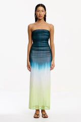 Significant Other Sura Strapless Dress - Petrol Gradient
