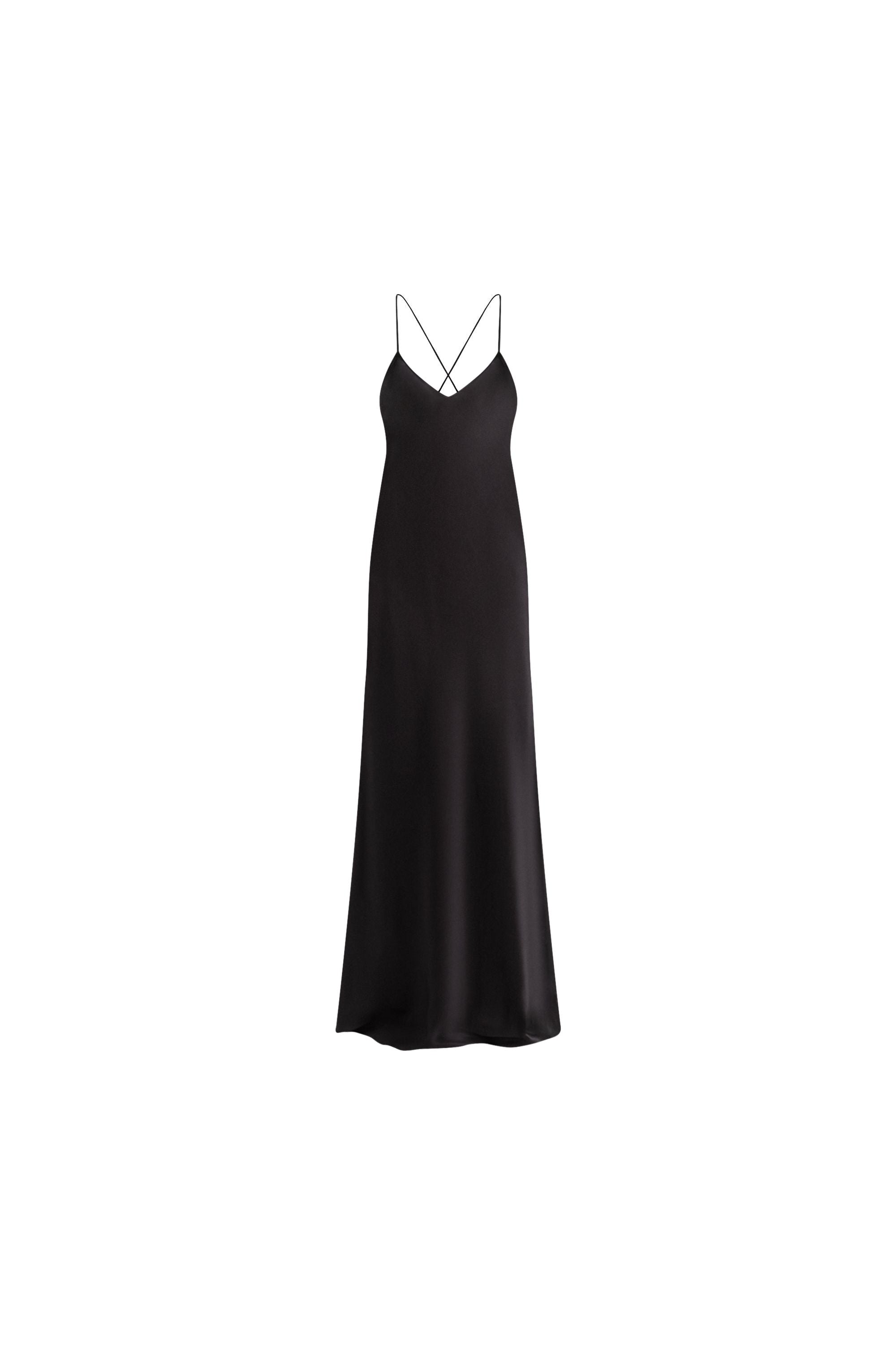 Jadi Black Satin Silk Dress