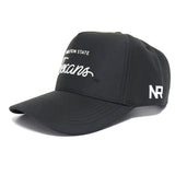 The Tarleton Athletic Legacy Hat by No Rivals is a black premium athletic hat featuring "Tarleton State Texans" in white script, NR initials on the side, and an adjustable snapback for a perfect gameday fit.