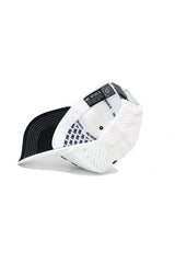 The Mizzou Gameday Hat by No Rivals is a white snapback baseball cap featuring black interior detailing and "NO RIVALS" printed on the inside band, shown upside down to highlight its unique inner lining—ideal for your next gameday look.