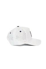 The No Rivals Mizzou Gameday Hat is a white snapback baseball cap with side and back perforations for ventilation, plus a slightly curved brim—ideal for completing your gameday look.