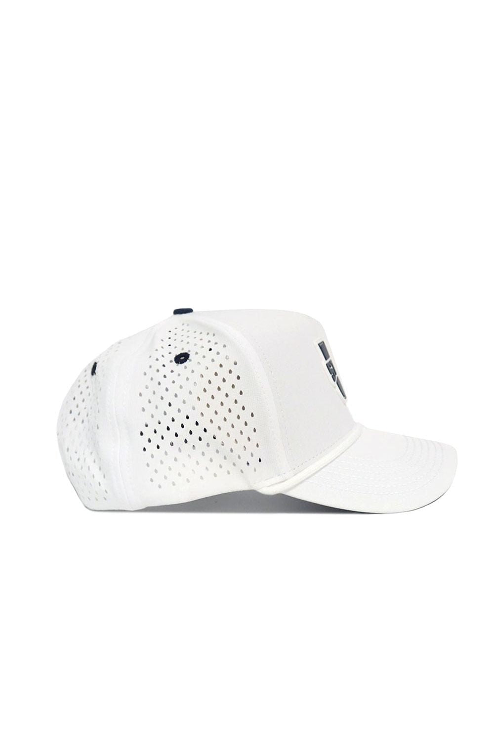 The Utah State Gameday Hat is a white baseball cap with side perforations for ventilation, a curved front brim, and a Snap Back Adjustment for the perfect fit.