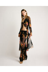 Sara Pants Devoré Black Flowers
