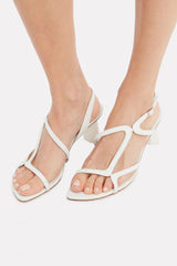 BY FAR Brigette Optic White Leather Sandals