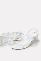 BY FAR Brigette Optic White Leather Sandals