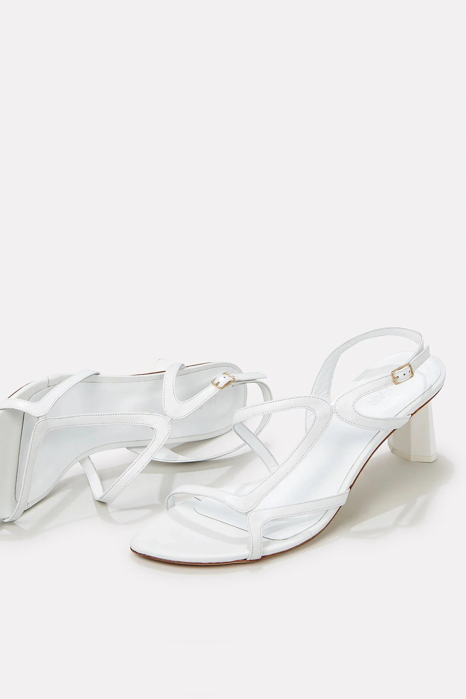 BY FAR Brigette Optic White Leather Sandals