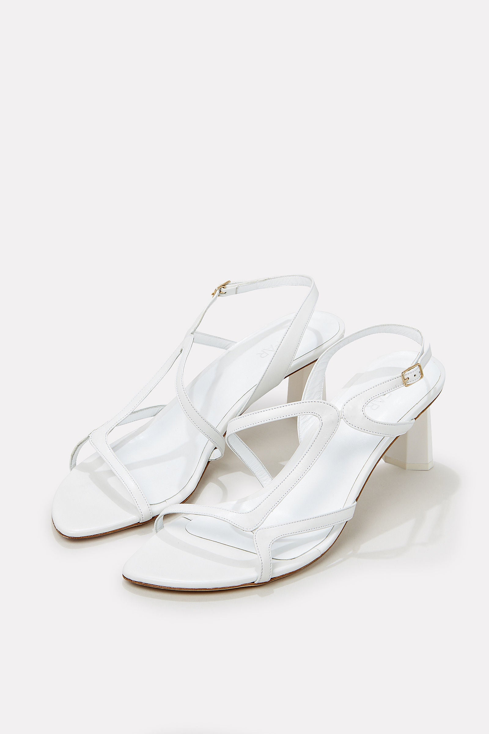 BY FAR Brigette Optic White Leather Sandals