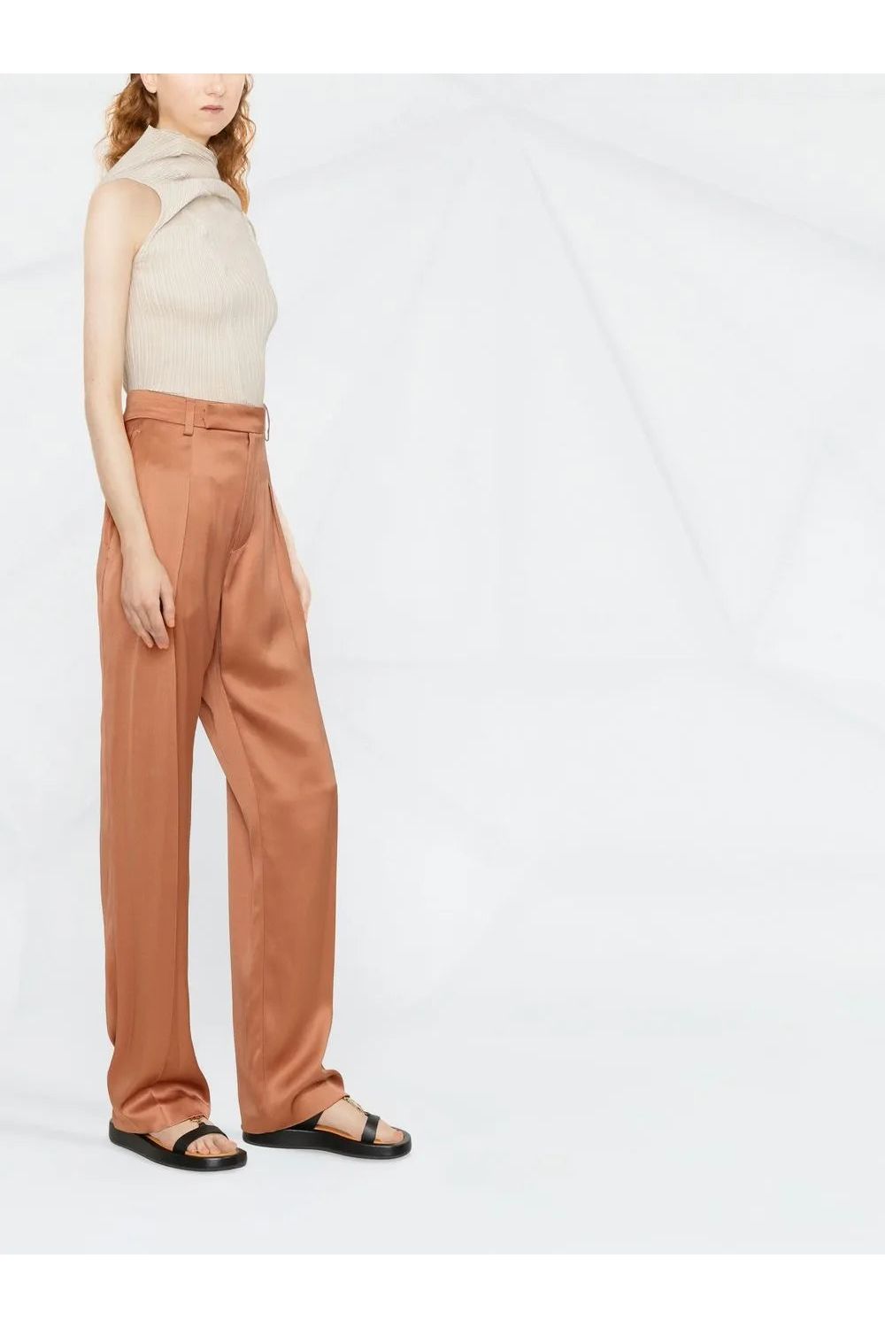 BRUNELLO CUCINELLI | High-Waisted Silk Tailored Trousers