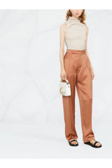 BRUNELLO CUCINELLI | High-Waisted Silk Tailored Trousers
