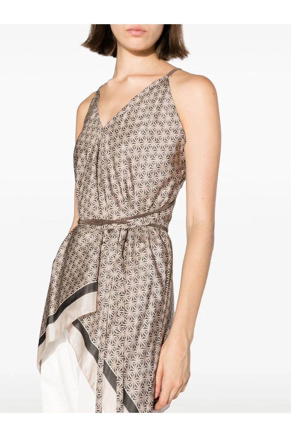 BRUNELLO CUCINELLI | Geometric-Print Silk Top