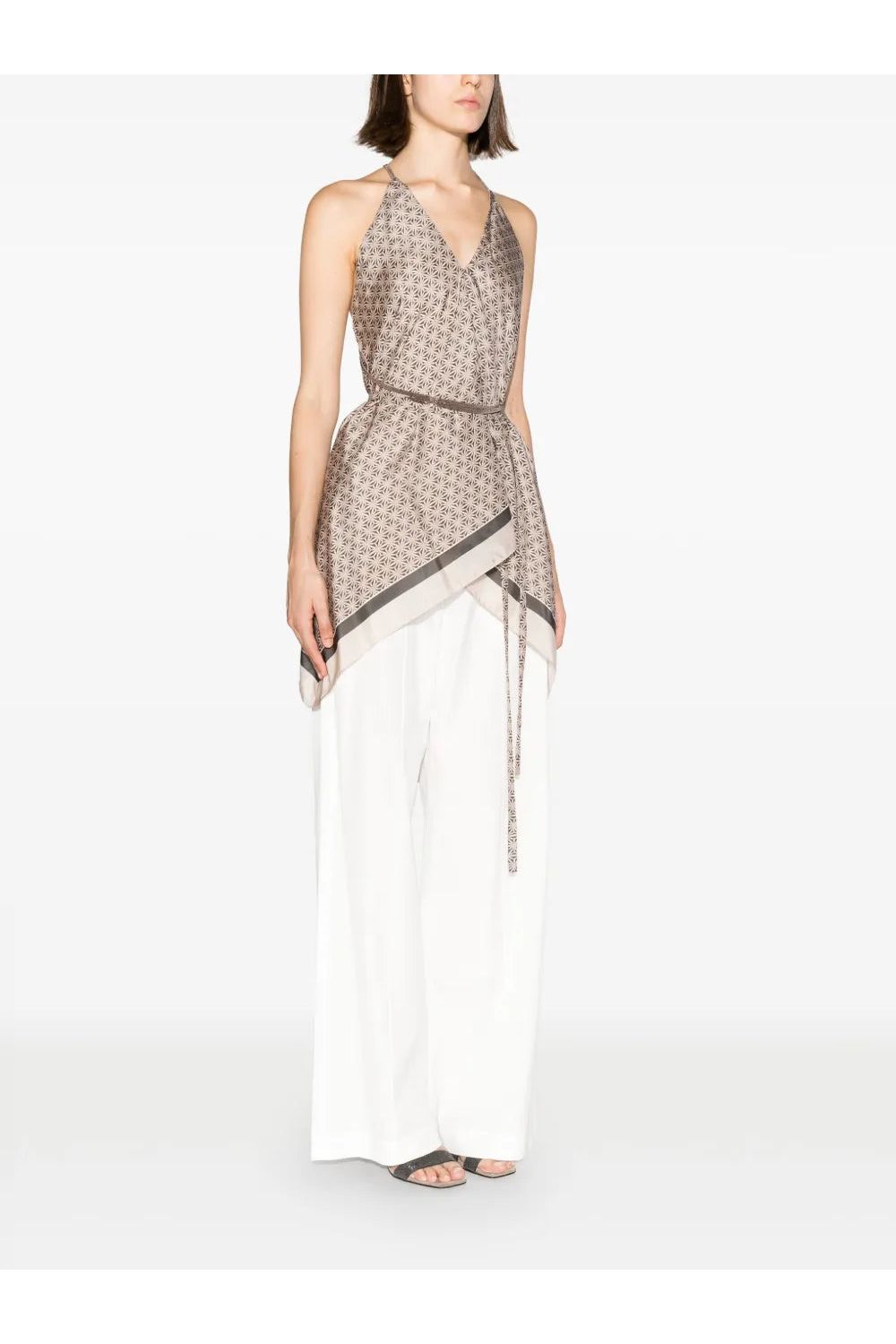 BRUNELLO CUCINELLI | Geometric-Print Silk Top