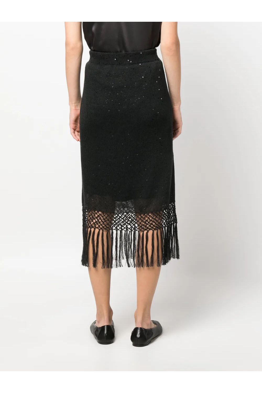 BRUNELLO CUCINELLI | Fringed Edge Midi Skirt