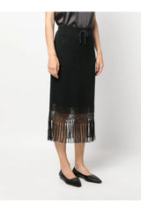 BRUNELLO CUCINELLI | Fringed Edge Midi Skirt