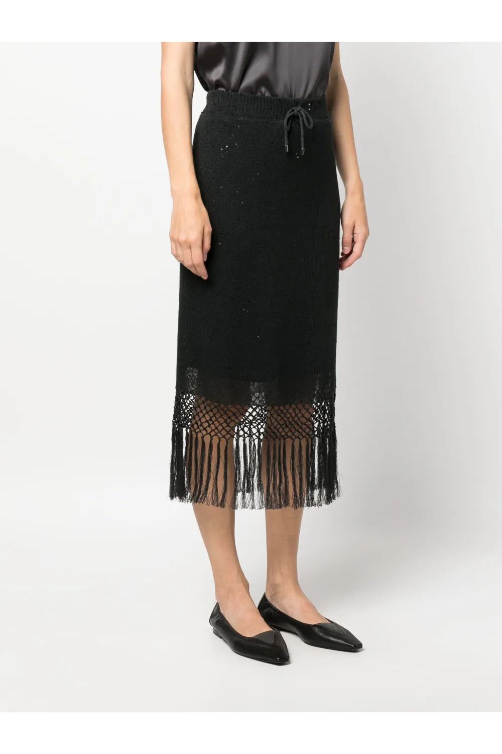 BRUNELLO CUCINELLI | Fringed Edge Midi Skirt