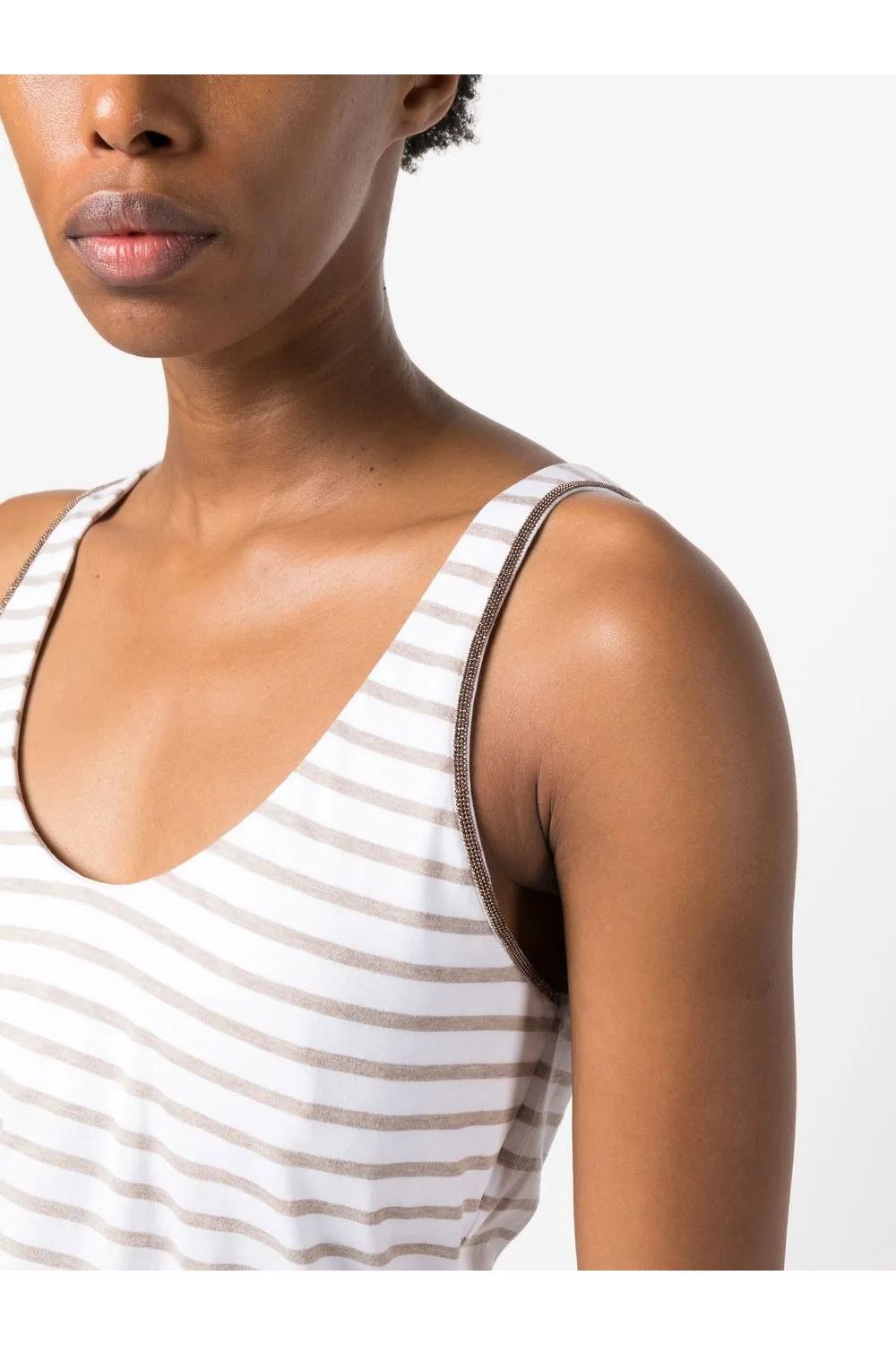 BRUNELLO CUCINELLI | Scoop-Neck Striped Vest Top